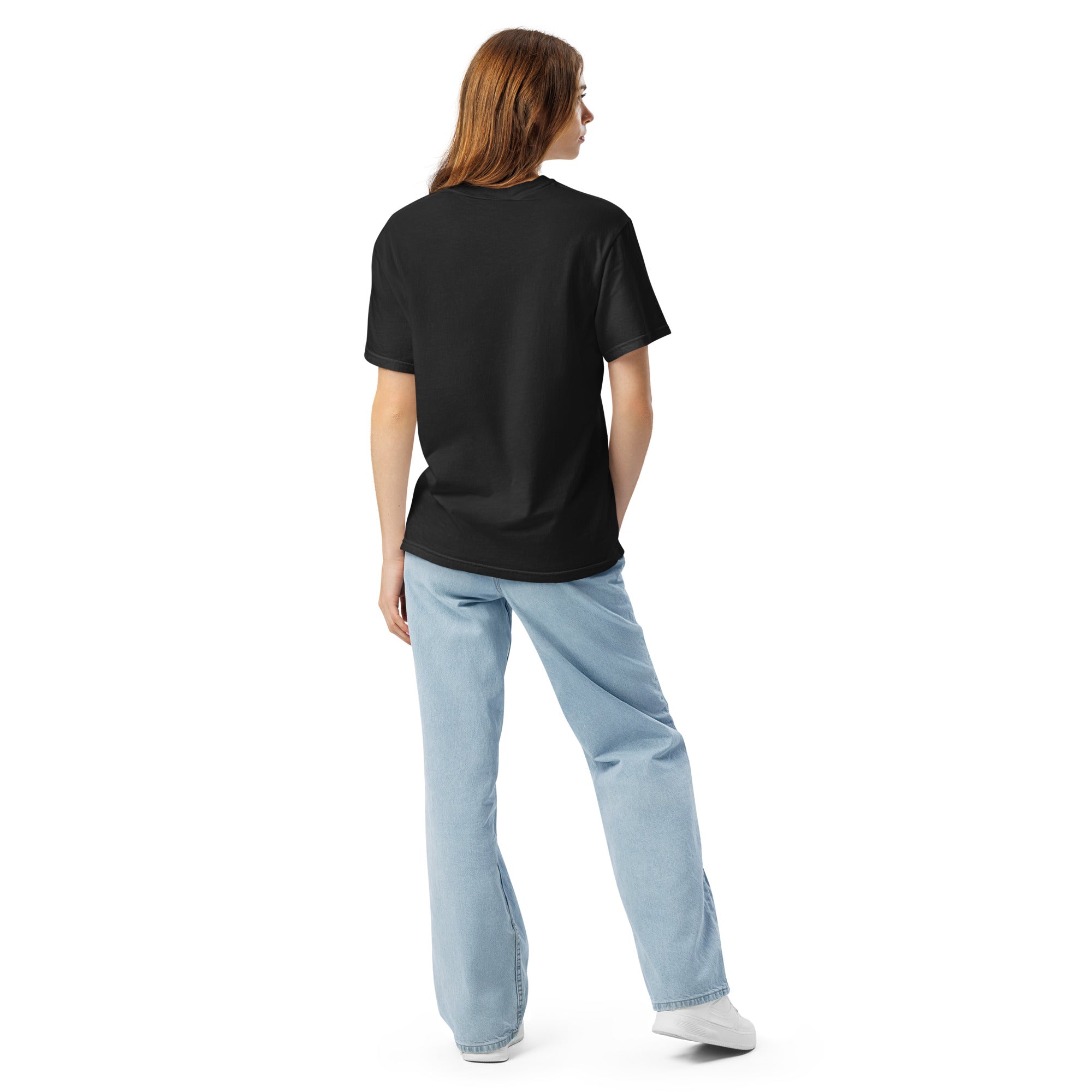 Heavyweight unisex T-shirt, black, back view