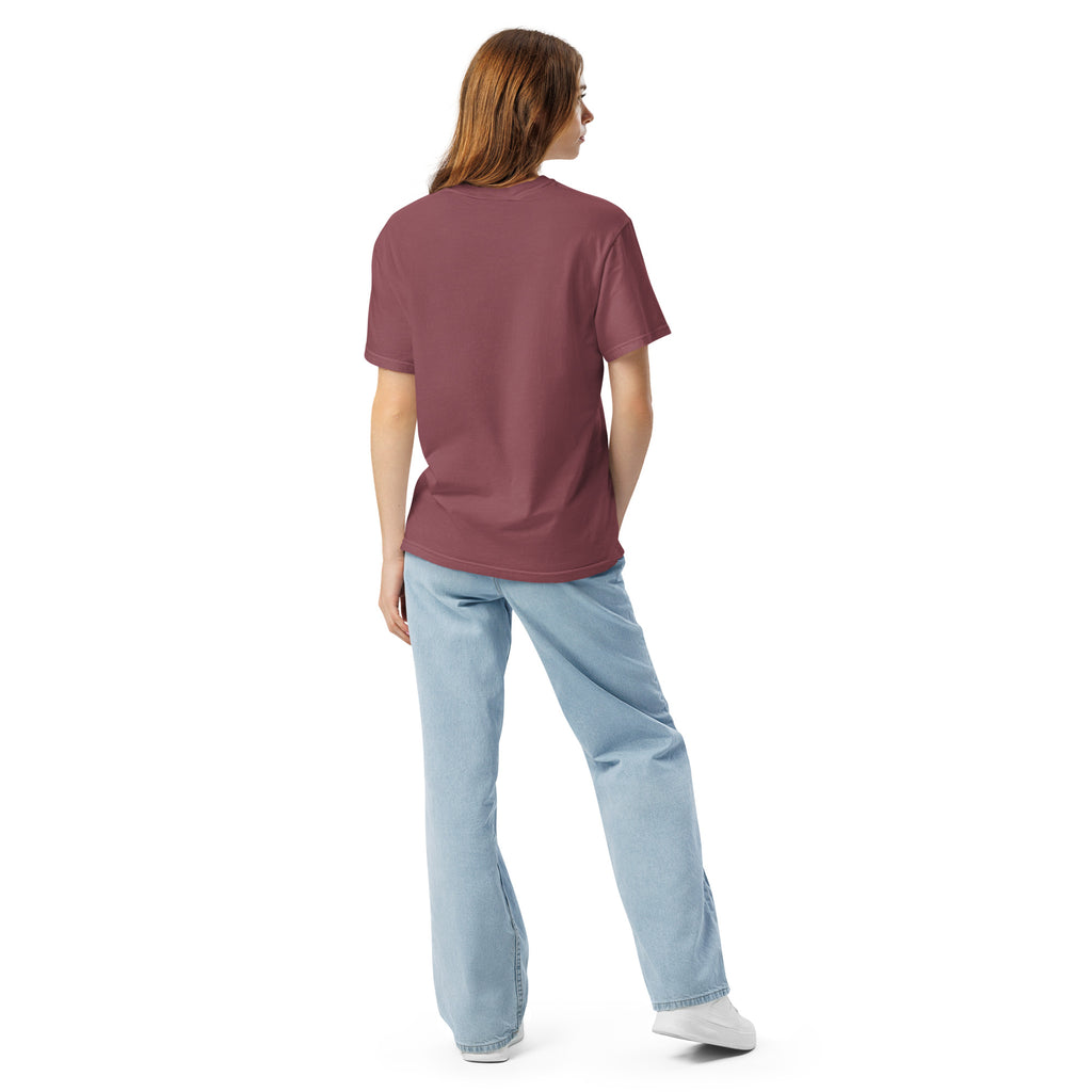 Heavyweight unisex T-shirt, brick, back view