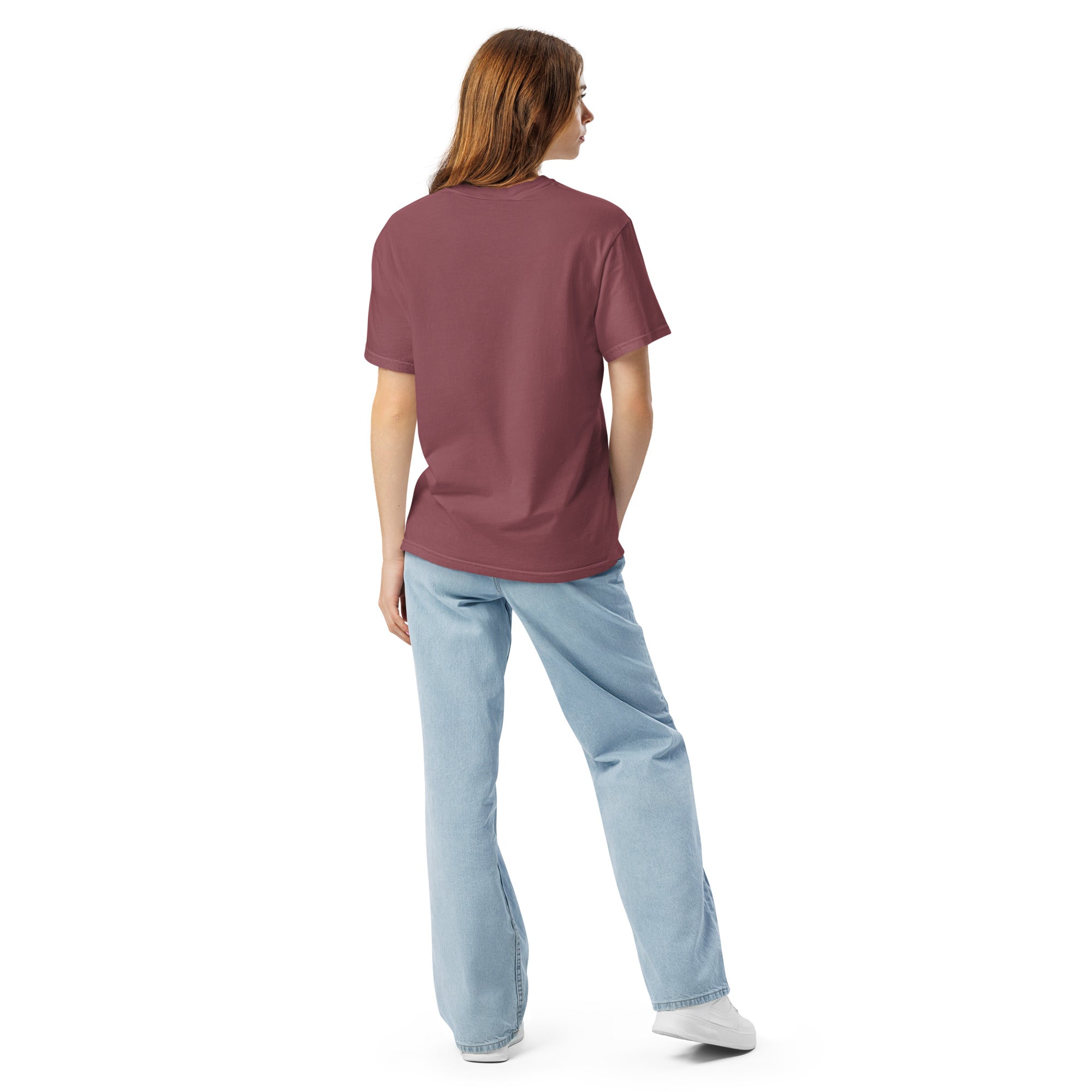 Heavyweight unisex T-shirt, brick, back view