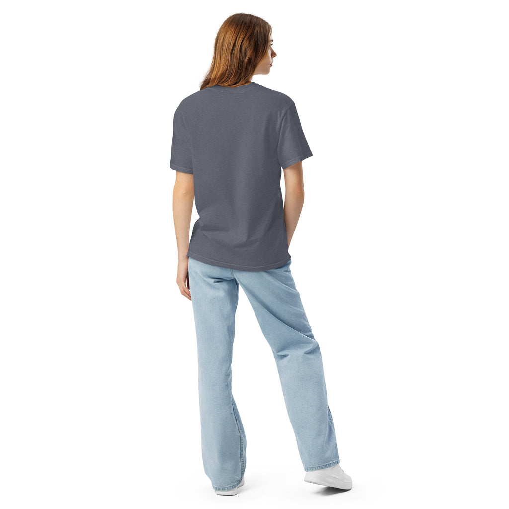 Heavyweight unisex T-shirt, dark gray, back view