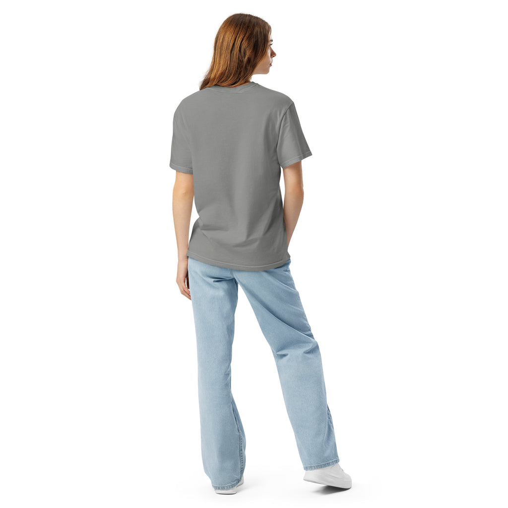 Heavyweight unisex T-shirt, light gray, back view