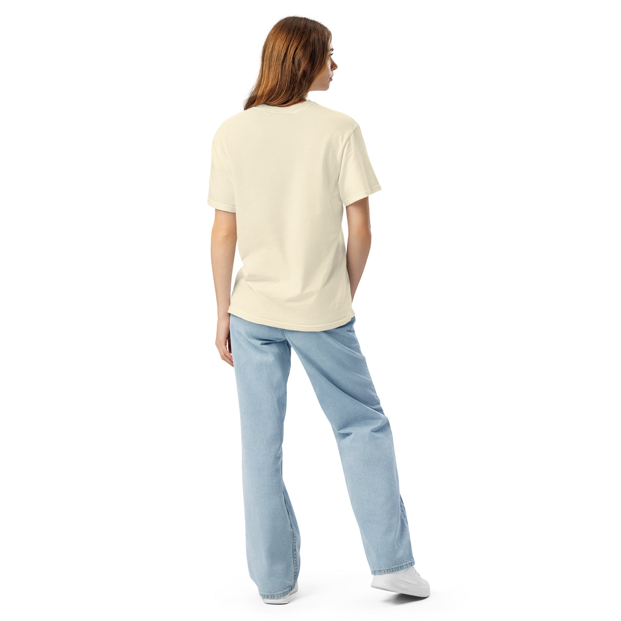 Heavyweight unisex T-shirt, light ivory, short sleeves, plain back