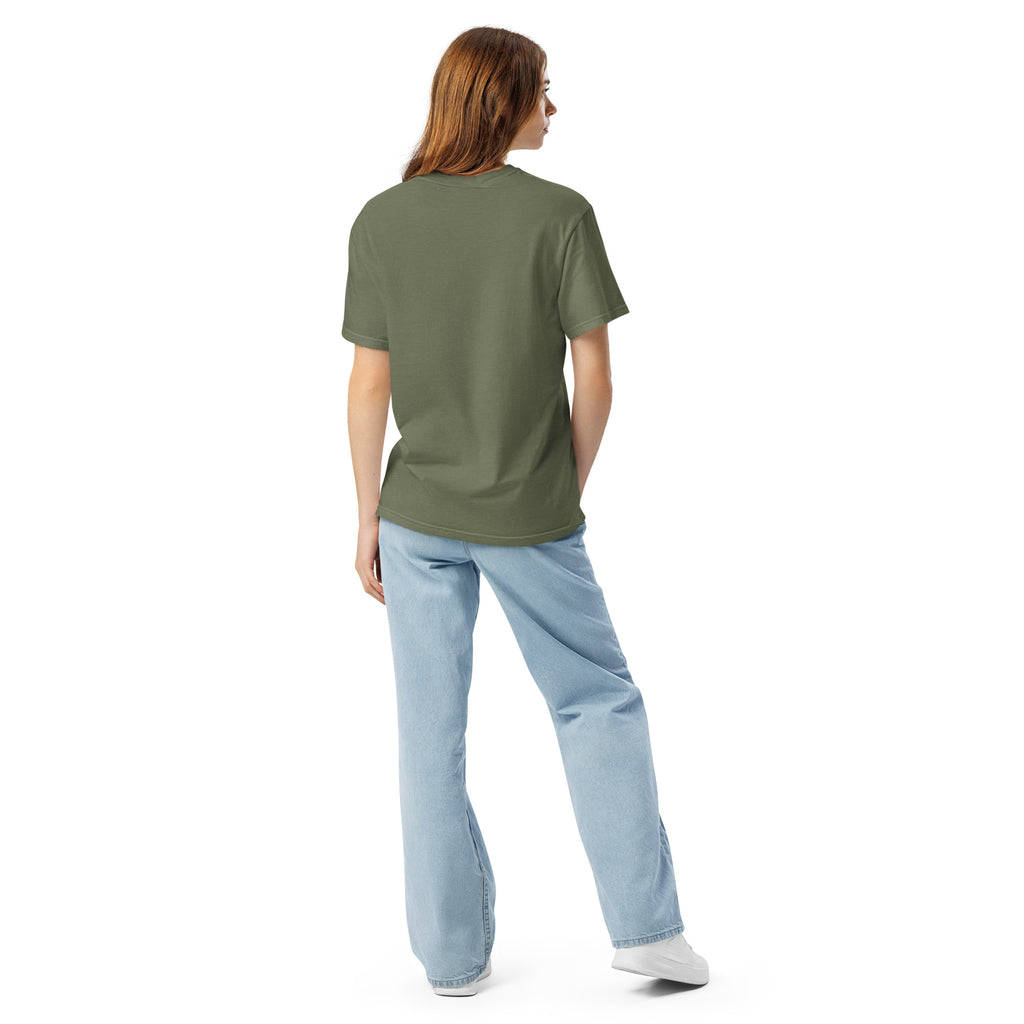 Heavyweight unisex T-shirt, moss green, back view