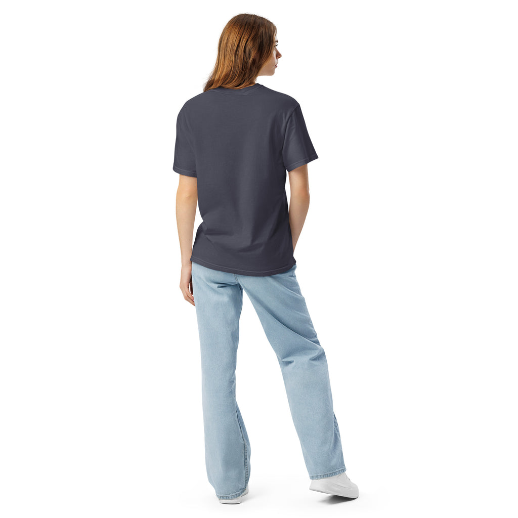 Heavyweight unisex T-shirt, navy, back view