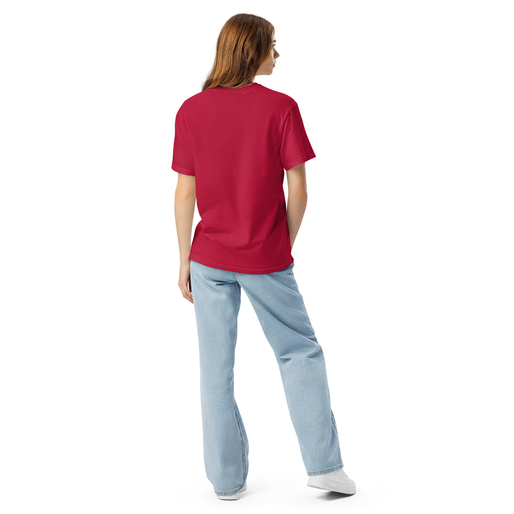 Heavyweight unisex T-shirt, red, back view