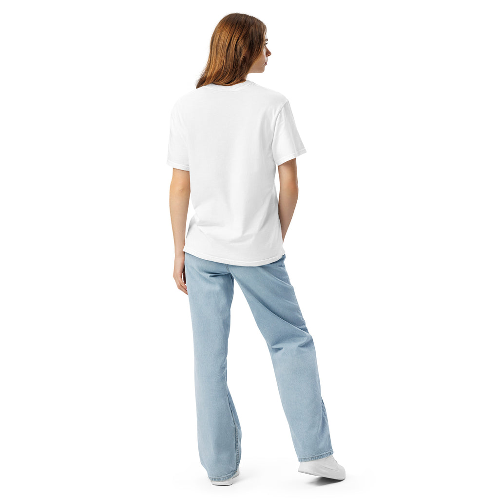 Heavyweight unisex T-shirt, white, short sleeves, plain back