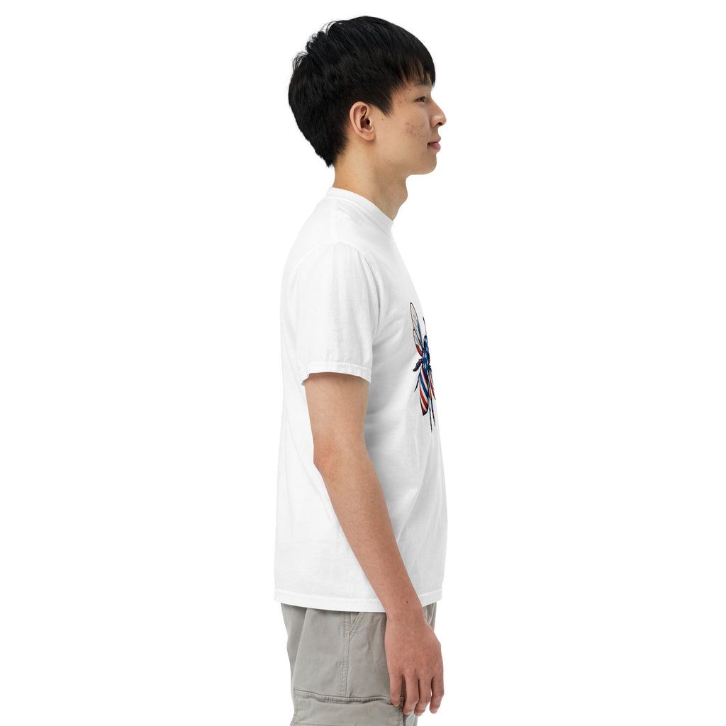 Unisex heavyweight t-shirt in white with chest graphic print