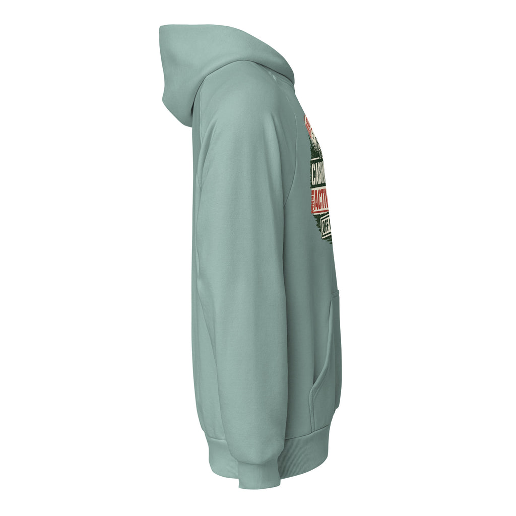 Unisex heavyweight hoodie, muted teal with hood and kangaroo pocket