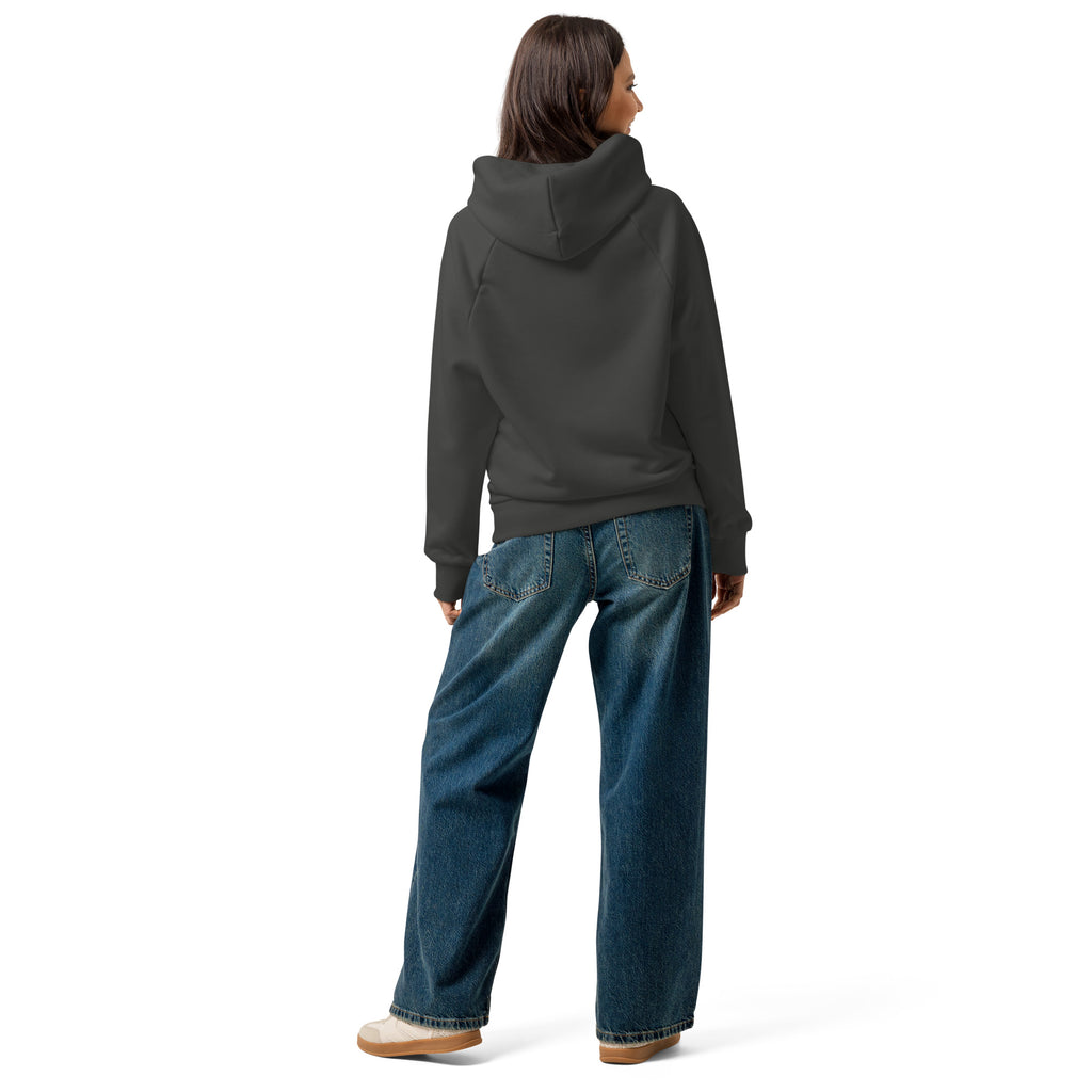 Unisex heavyweight hoodie, dark gray pullover with attached hood and long sleeves