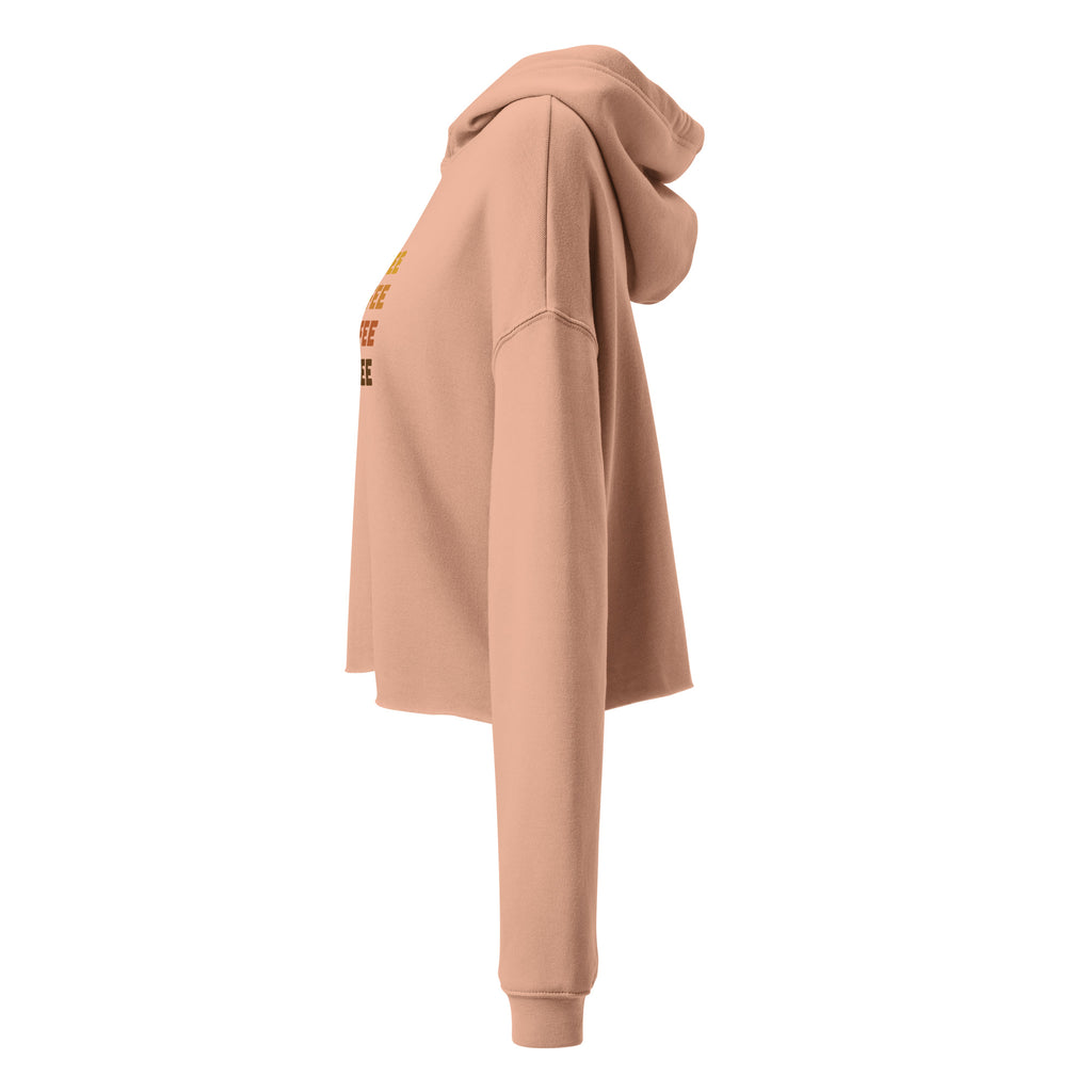Peach cropped hoodie with drawstring hood and long sleeves