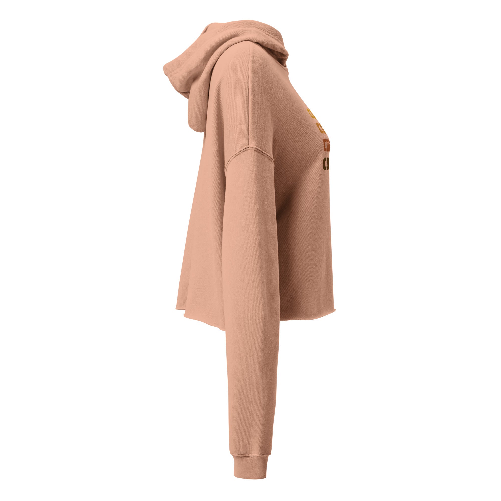 Light peach cropped hoodie with drawstring hood and long sleeves
